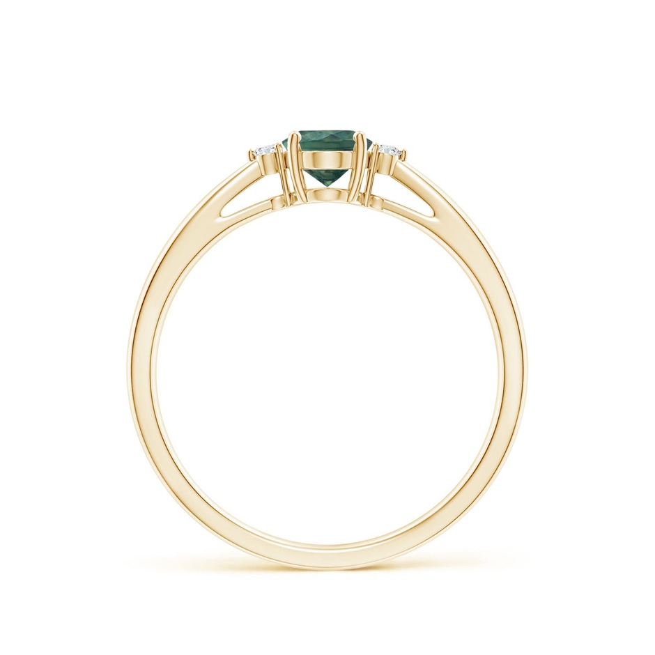 6x4mm AA Tapered Shank Teal Montana Sapphire Solitaire Ring with Diamonds in Yellow Gold side 199