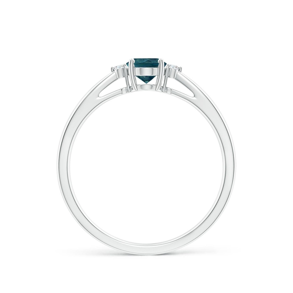 6x4mm AAA Tapered Shank Teal Montana Sapphire Solitaire Ring with Diamonds in White Gold side 199