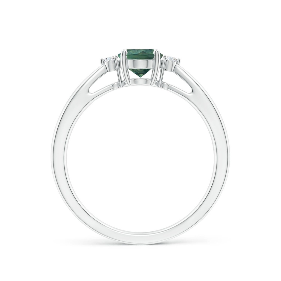 7x5mm AA Tapered Shank Teal Montana Sapphire Solitaire Ring with Diamonds in White Gold side 199