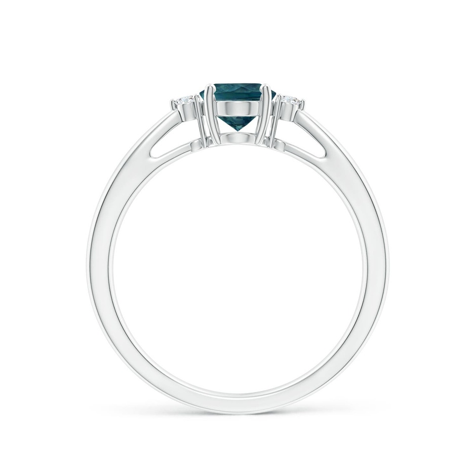 7x5mm AAA Tapered Shank Teal Montana Sapphire Solitaire Ring with Diamonds in P950 Platinum side 199