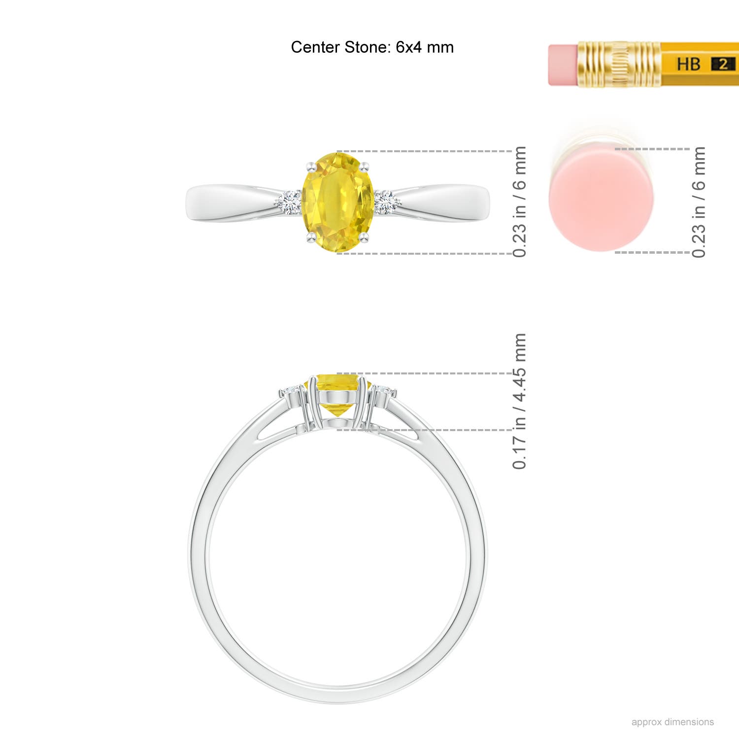 AA - Yellow Sapphire / 0.69 CT / 14 KT White Gold