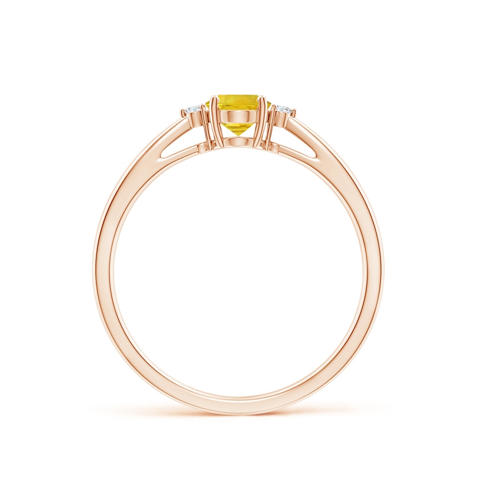 6x4mm AAA Tapered Shank Yellow Sapphire Solitaire Ring with Diamonds in Rose Gold side-1