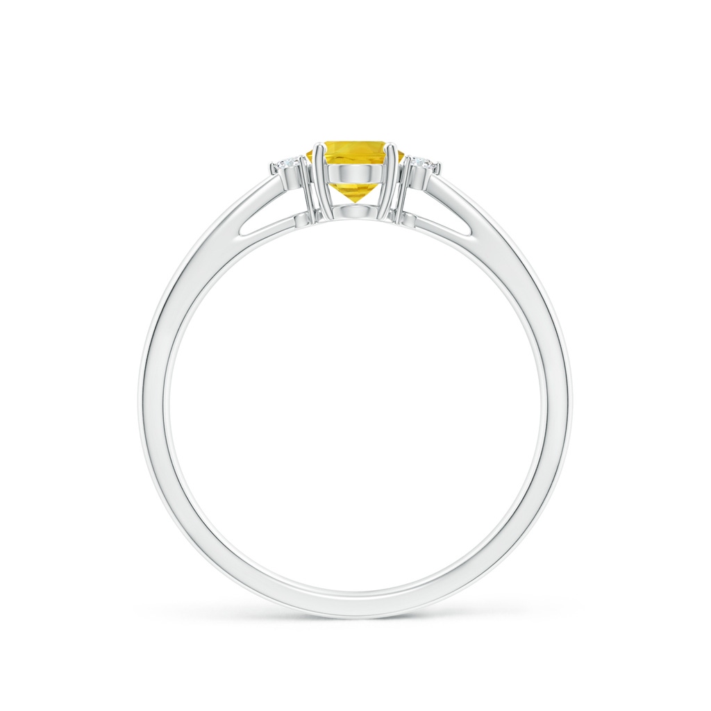 6x4mm AAA Tapered Shank Yellow Sapphire Solitaire Ring with Diamonds in White Gold Side-1