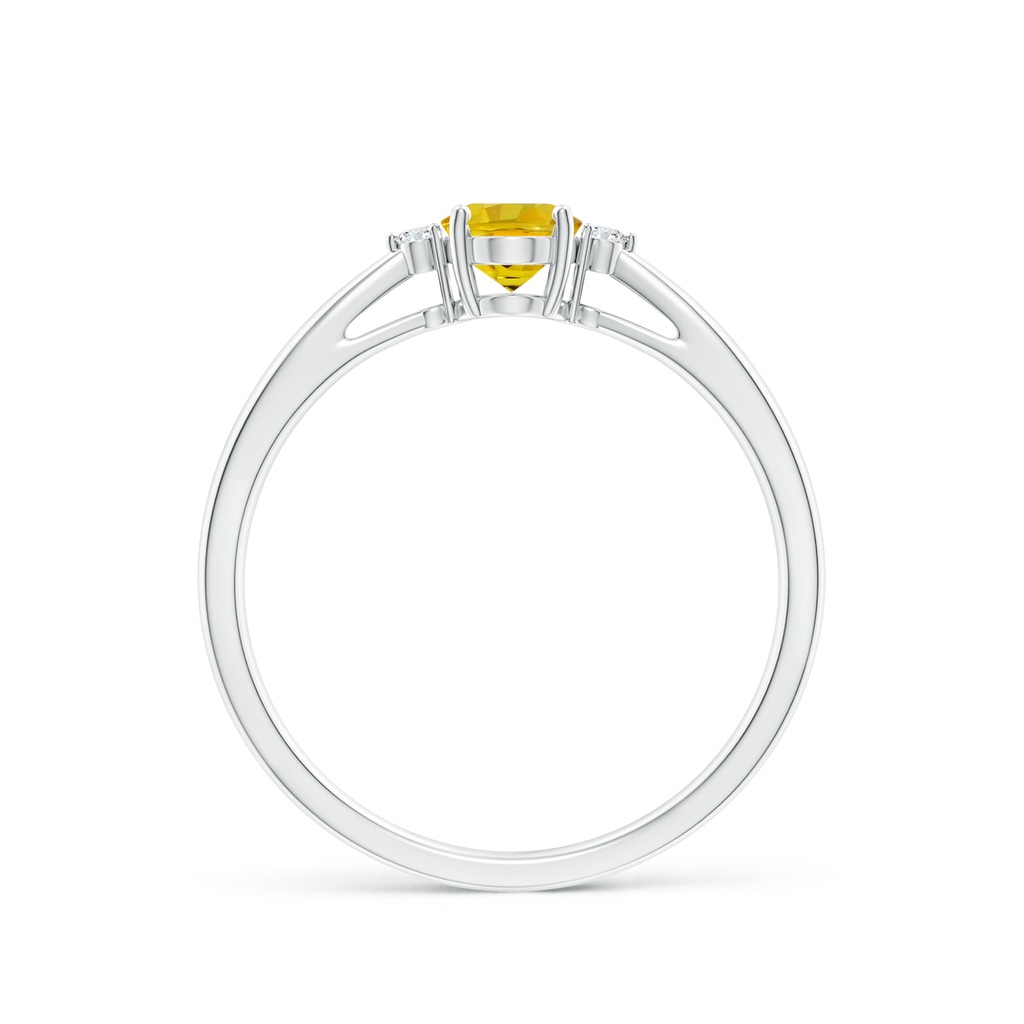 6x4mm AAAA Tapered Shank Yellow Sapphire Solitaire Ring with Diamonds in White Gold Side-1