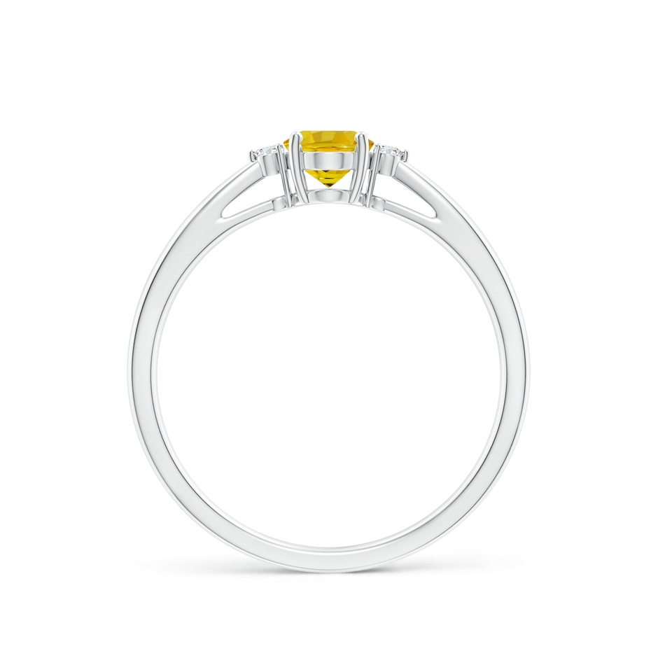 6x4mm AAAA Tapered Shank Yellow Sapphire Solitaire Ring with Diamonds in White Gold side-1