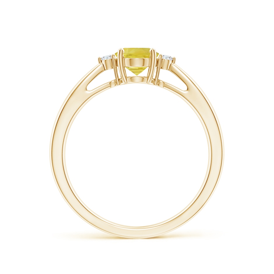7x5mm A Tapered Shank Yellow Sapphire Solitaire Ring with Diamonds in Yellow Gold side-1