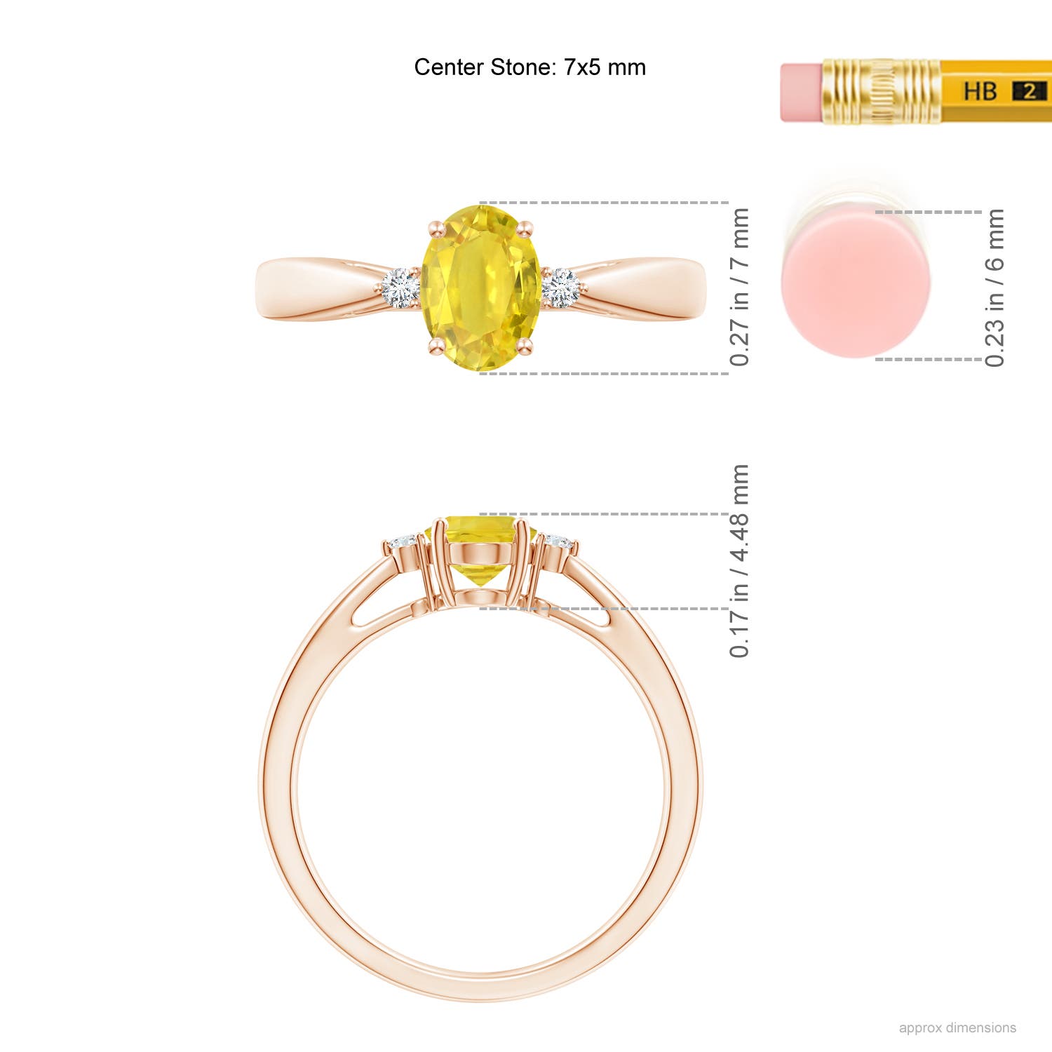 AA - Yellow Sapphire / 1.04 CT / 14 KT Rose Gold