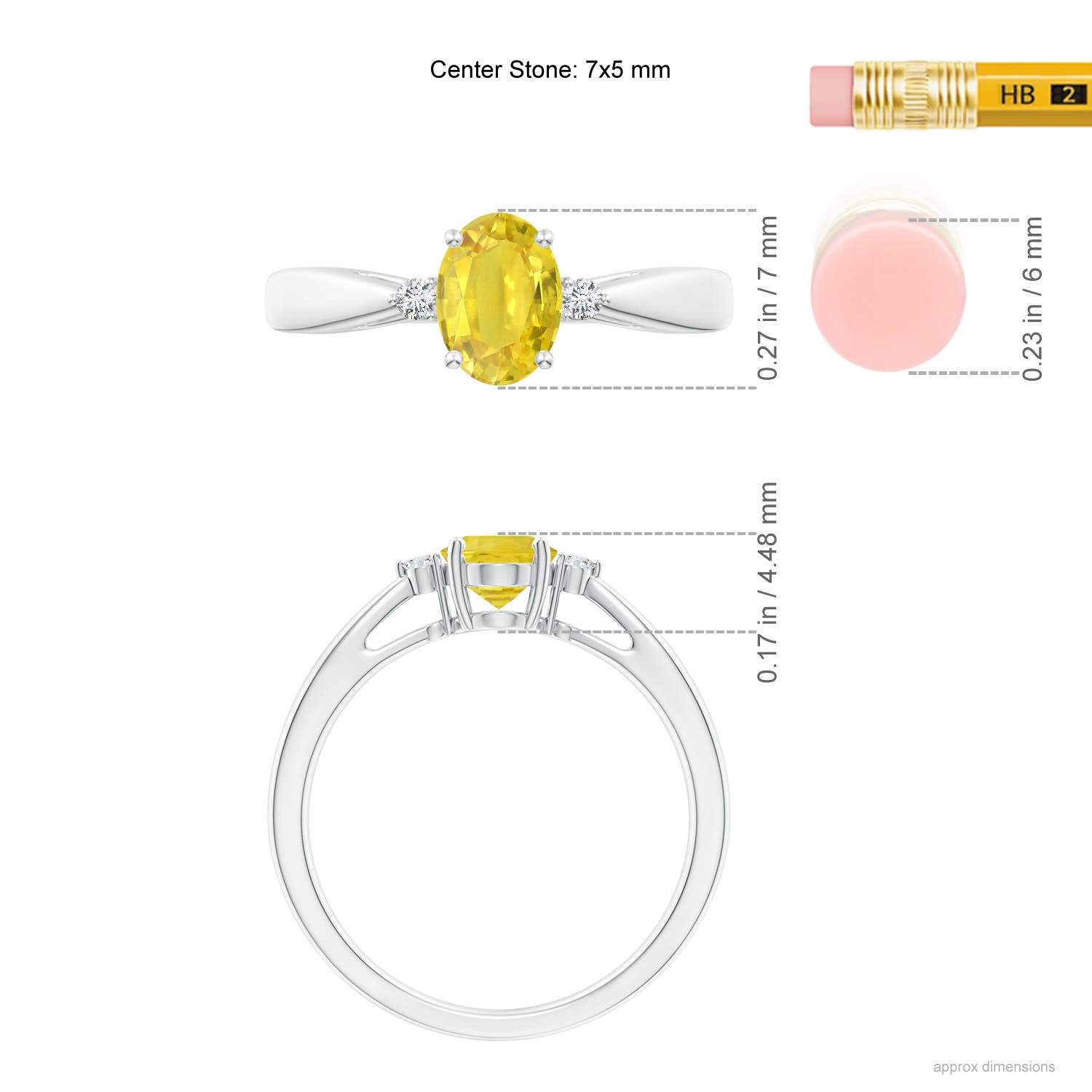 AA - Yellow Sapphire / 1.04 CT / 14 KT White Gold