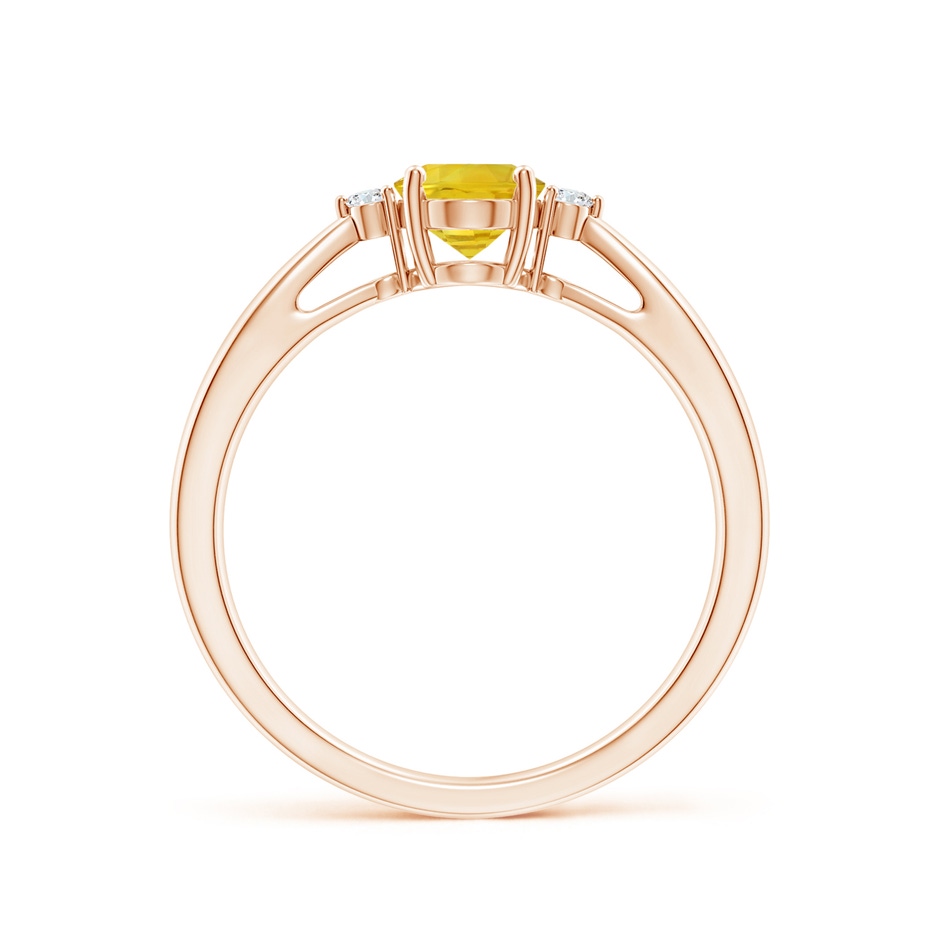 7x5mm AAA Tapered Shank Yellow Sapphire Solitaire Ring with Diamonds in Rose Gold side-1