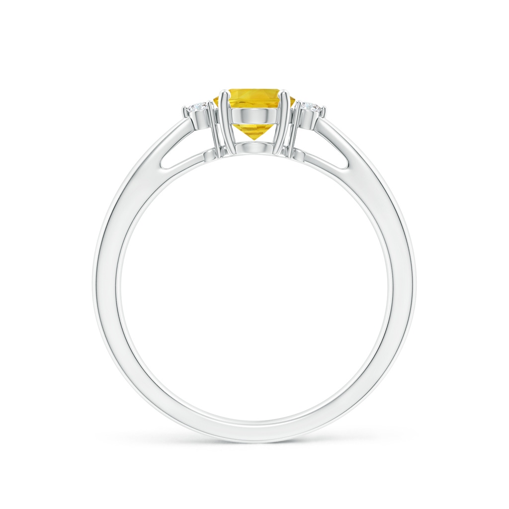7x5mm AAA Tapered Shank Yellow Sapphire Solitaire Ring with Diamonds in White Gold Side-1