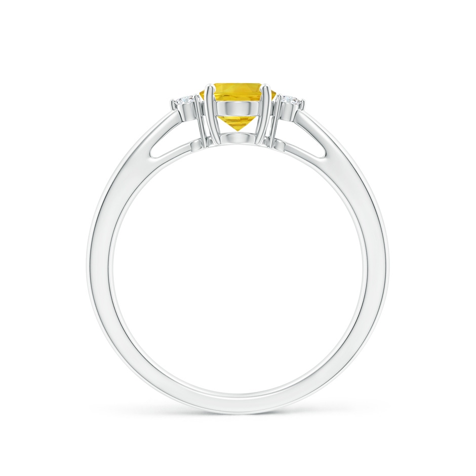 7x5mm AAA Tapered Shank Yellow Sapphire Solitaire Ring with Diamonds in White Gold side-1