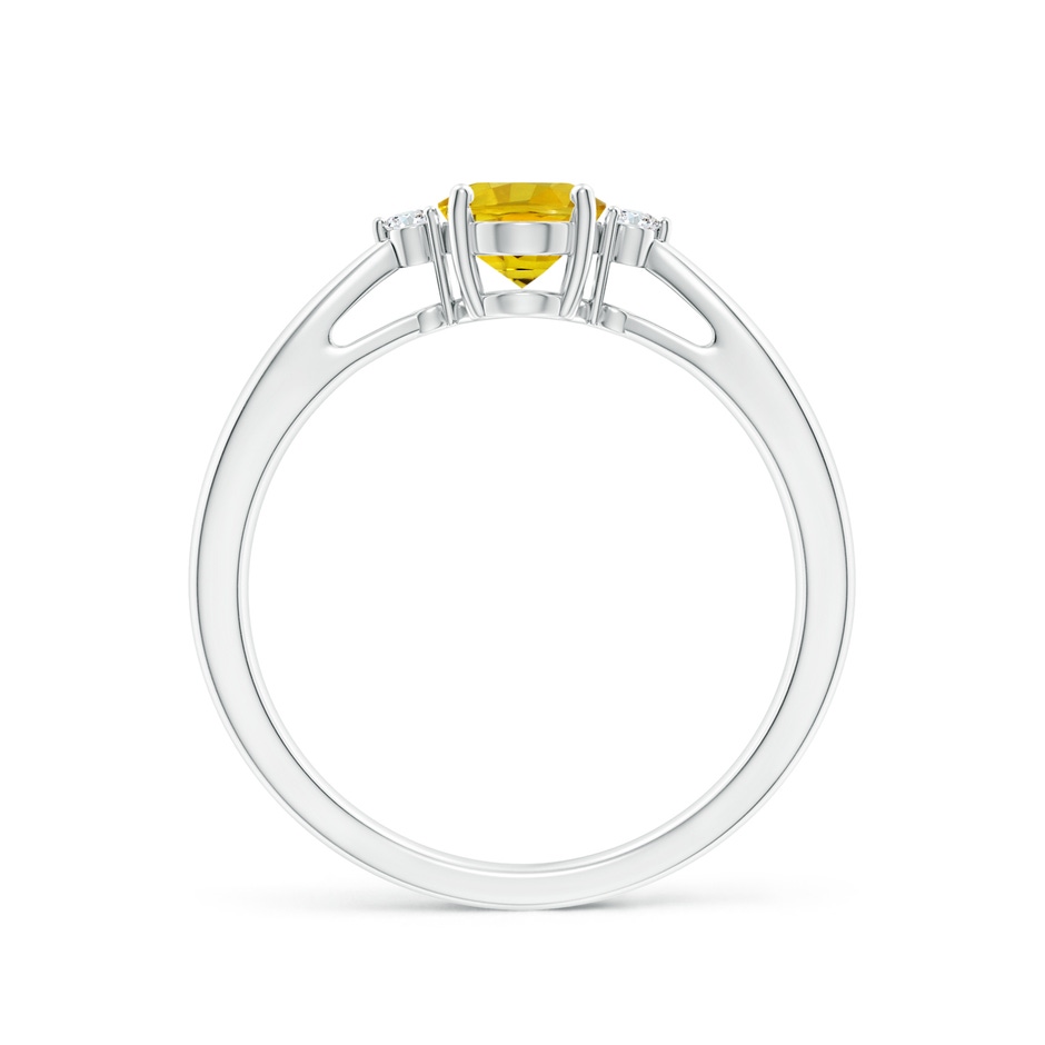 7x5mm AAAA Tapered Shank Yellow Sapphire Solitaire Ring with Diamonds in P950 Platinum side-1