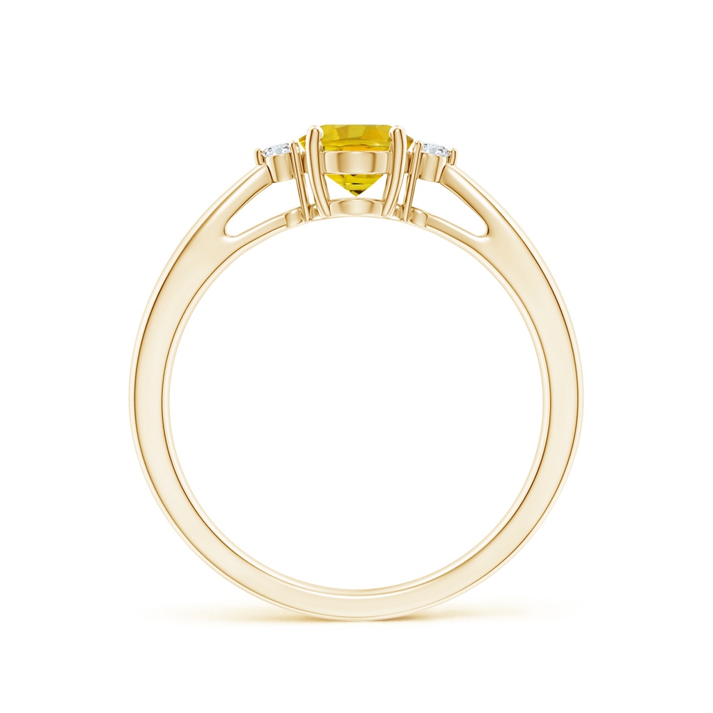 7x5mm AAAA Tapered Shank Yellow Sapphire Solitaire Ring with Diamonds in Yellow Gold Side-1