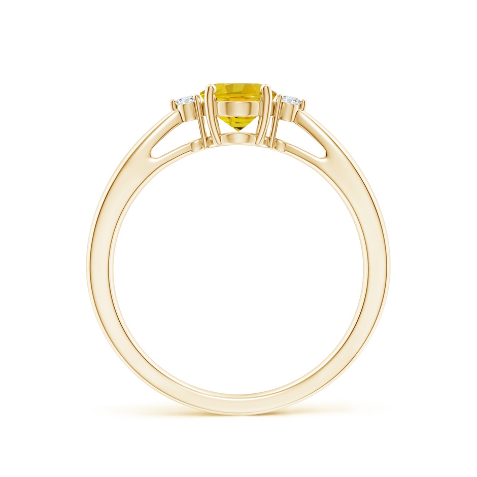 7x5mm AAAA Tapered Shank Yellow Sapphire Solitaire Ring with Diamonds in Yellow Gold side-1