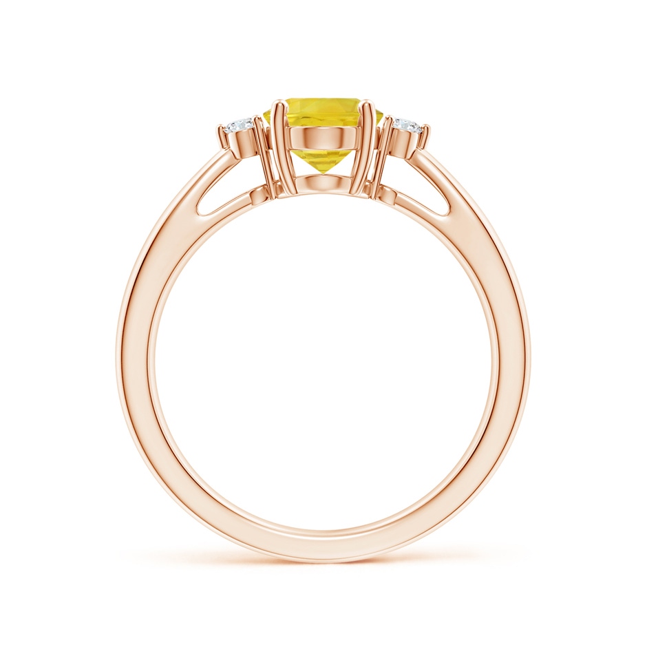 8x6mm AA Tapered Shank Yellow Sapphire Solitaire Ring with Diamonds in Rose Gold side-1