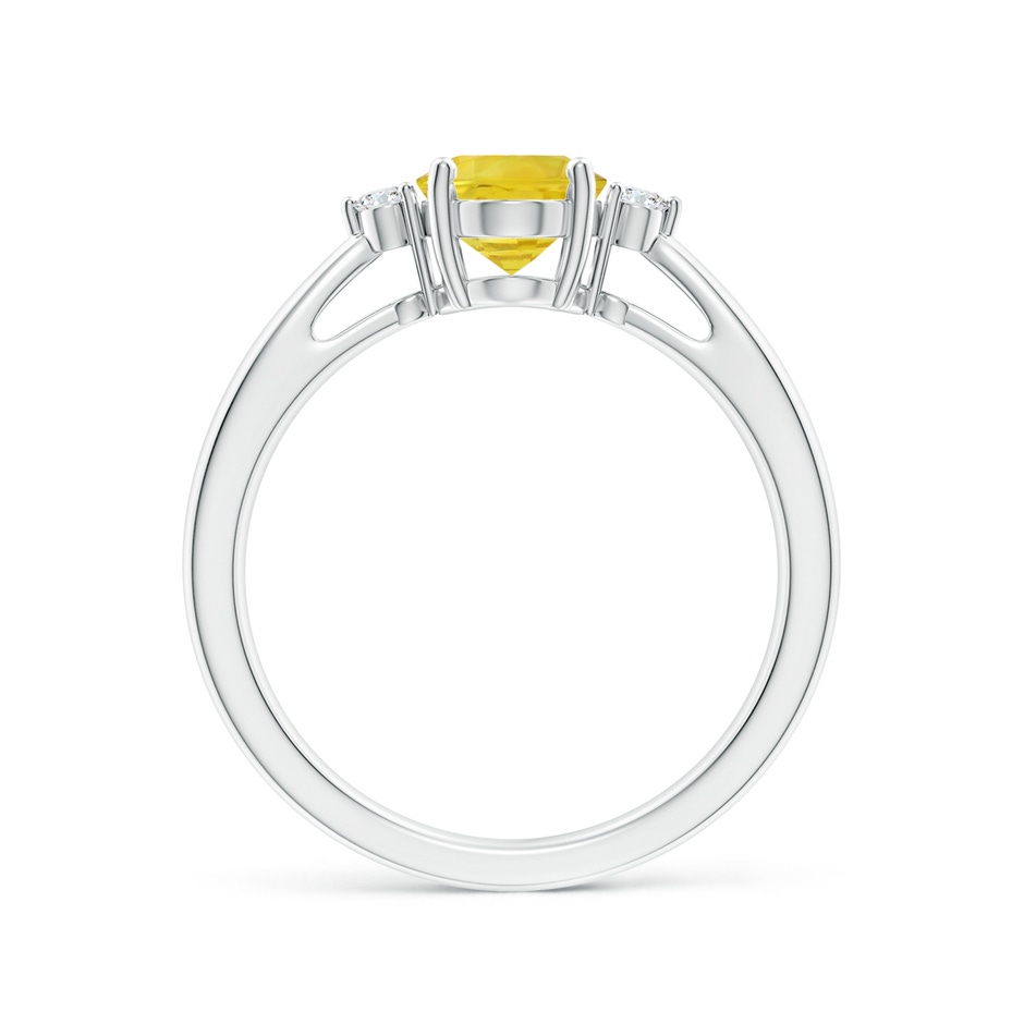 8x6mm AA Tapered Shank Yellow Sapphire Solitaire Ring with Diamonds in White Gold side-1