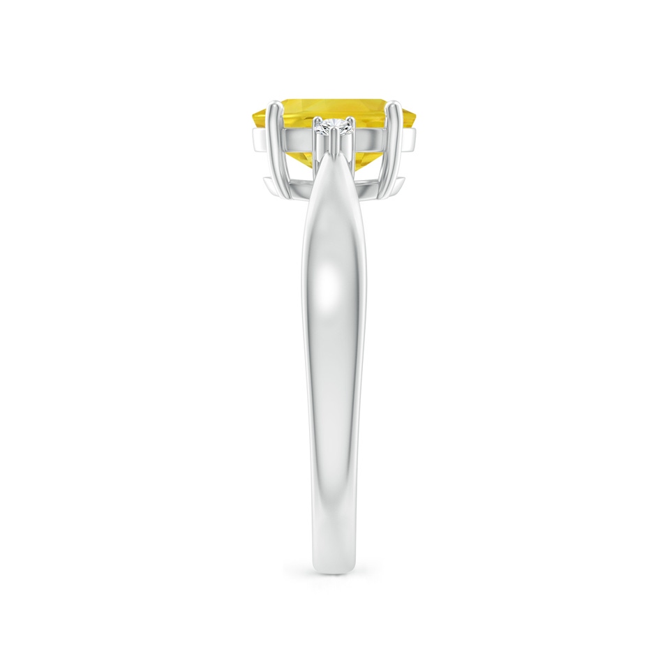 8x6mm AA Tapered Shank Yellow Sapphire Solitaire Ring with Diamonds in White Gold side-2