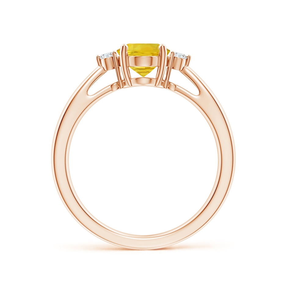 8x6mm AAA Tapered Shank Yellow Sapphire Solitaire Ring with Diamonds in Rose Gold side-1