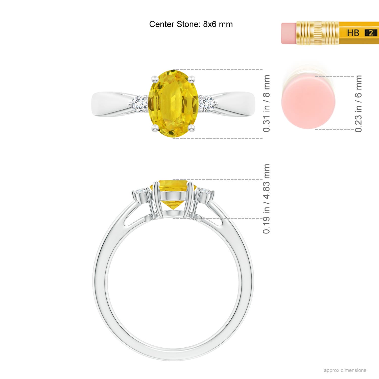 AAA - Yellow Sapphire / 1.56 CT / 14 KT White Gold