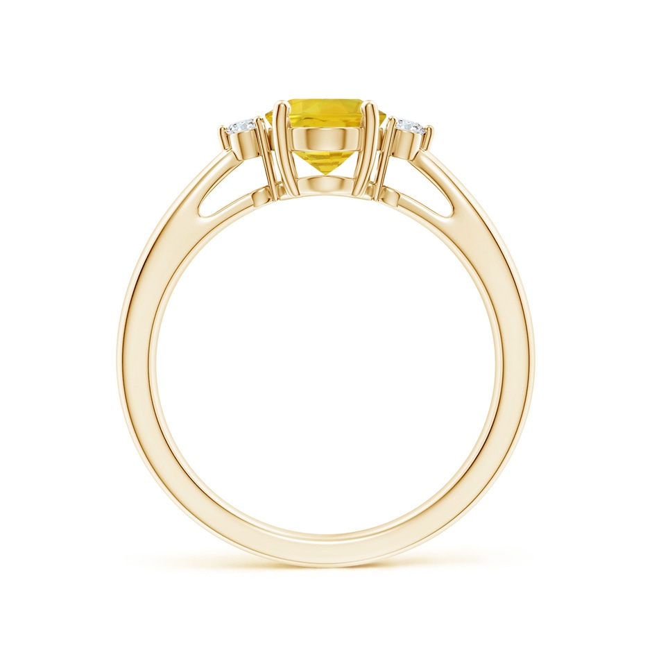 8x6mm AAA Tapered Shank Yellow Sapphire Solitaire Ring with Diamonds in Yellow Gold side-1