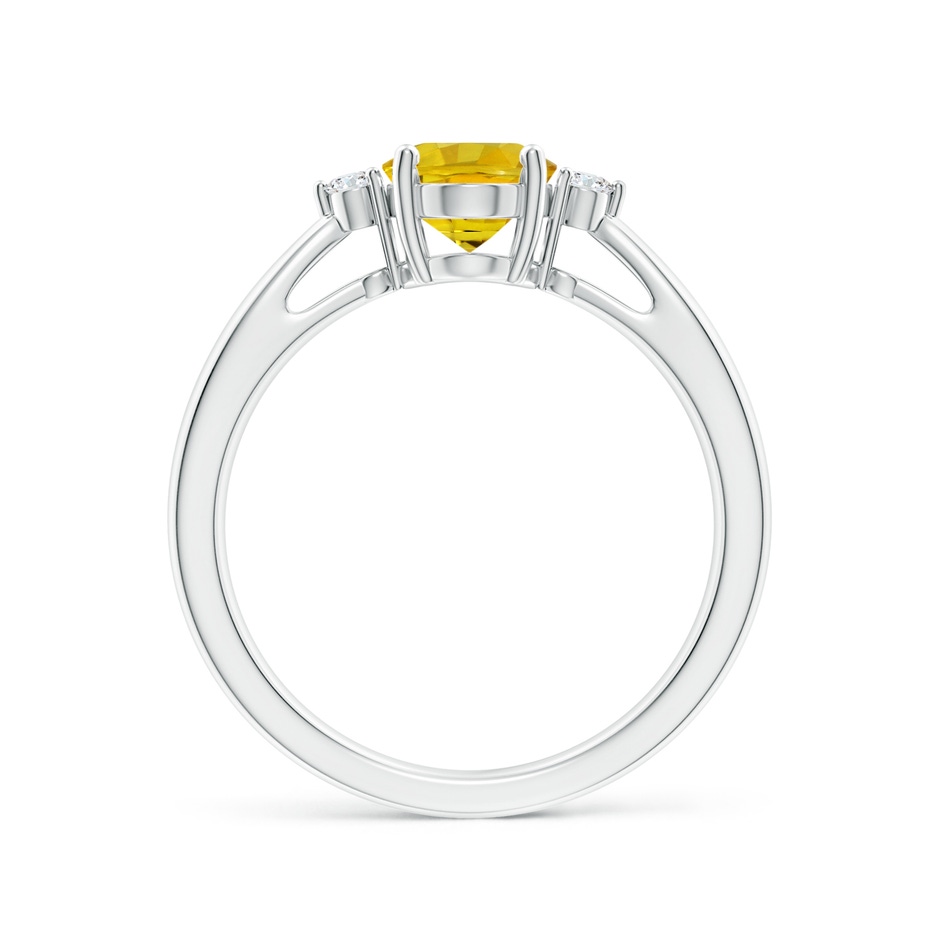 8x6mm AAAA Tapered Shank Yellow Sapphire Solitaire Ring with Diamonds in P950 Platinum side-1