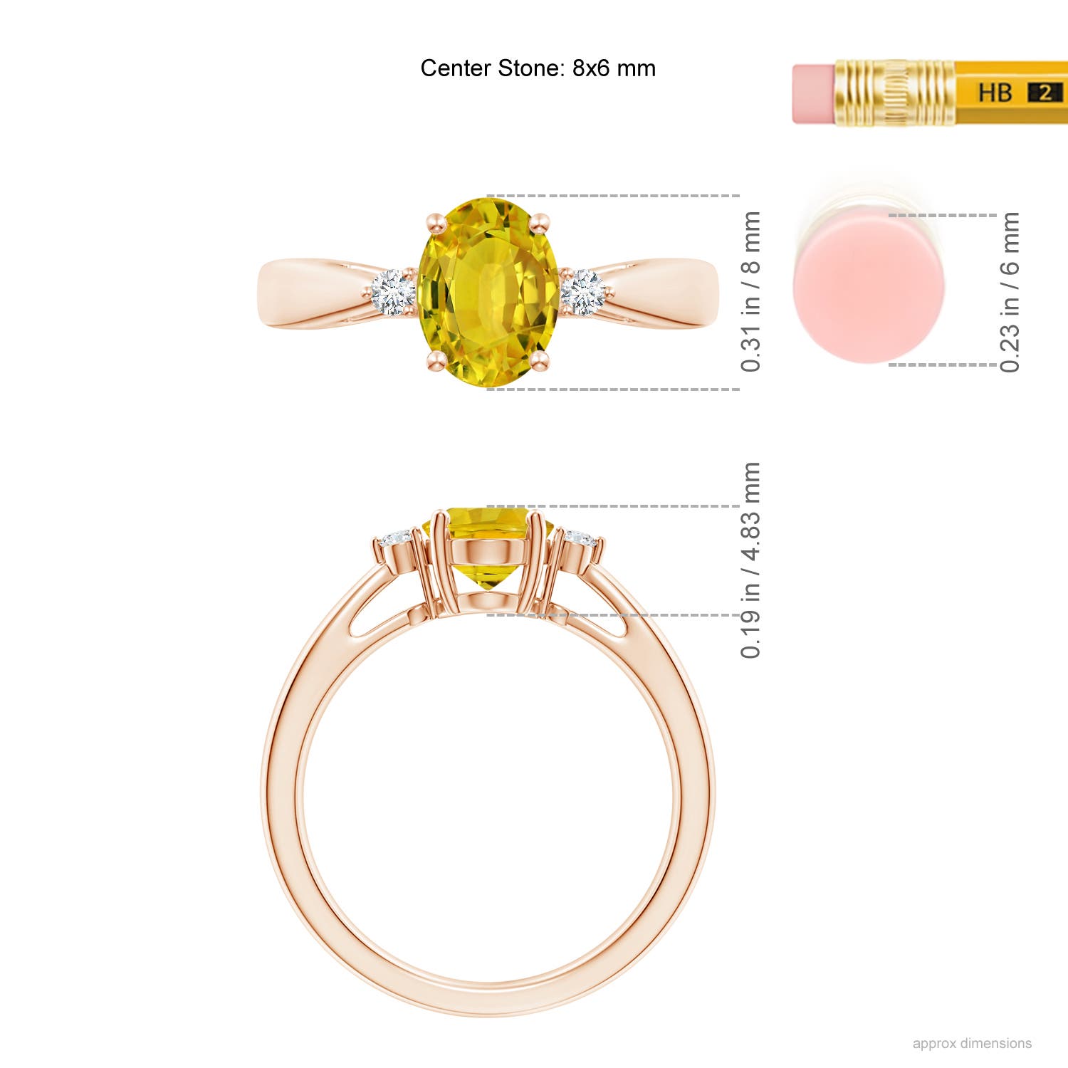 AAAA - Yellow Sapphire / 1.56 CT / 14 KT Rose Gold