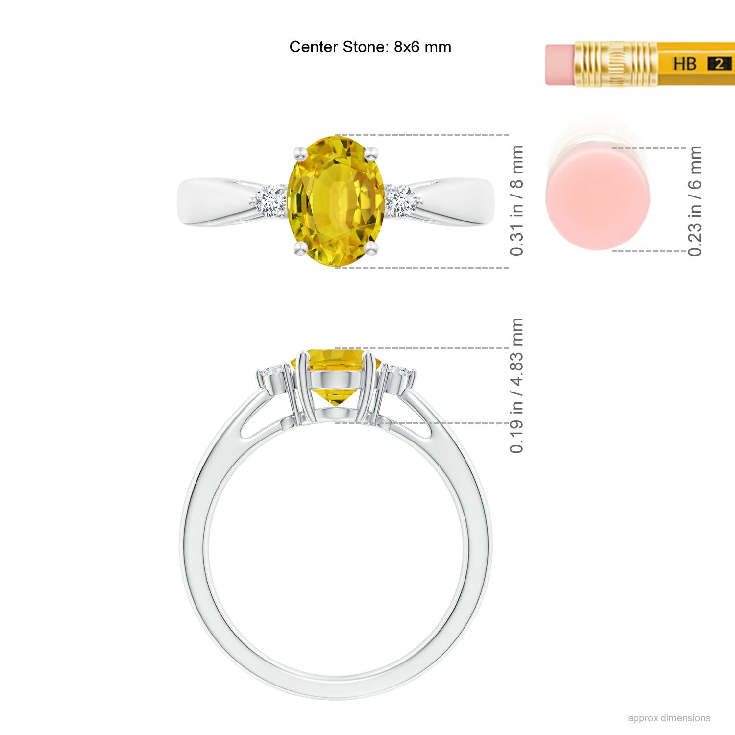 AAAA - Yellow Sapphire / 1.56 CT / 14 KT White Gold