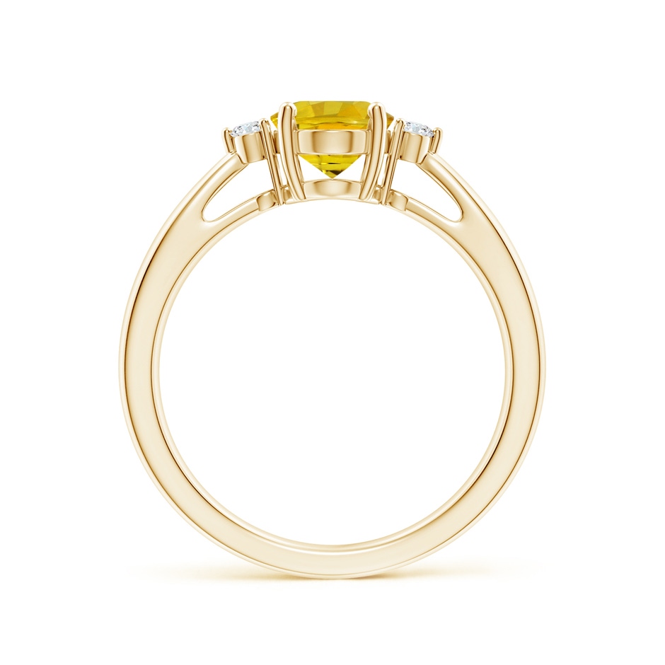 8x6mm AAAA Tapered Shank Yellow Sapphire Solitaire Ring with Diamonds in Yellow Gold side-1