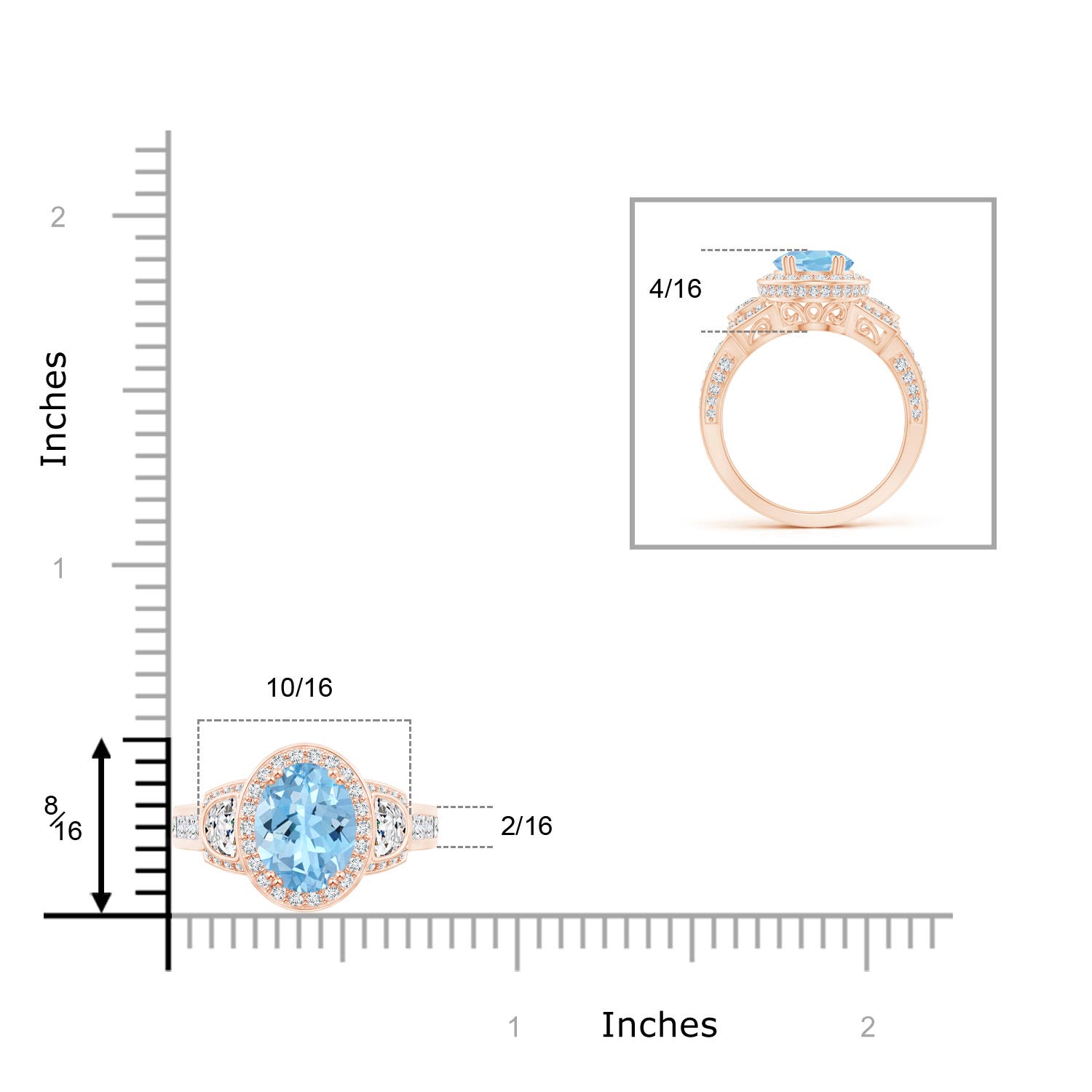 AAAA - Aquamarine / 2.61 CT / 14 KT Rose Gold