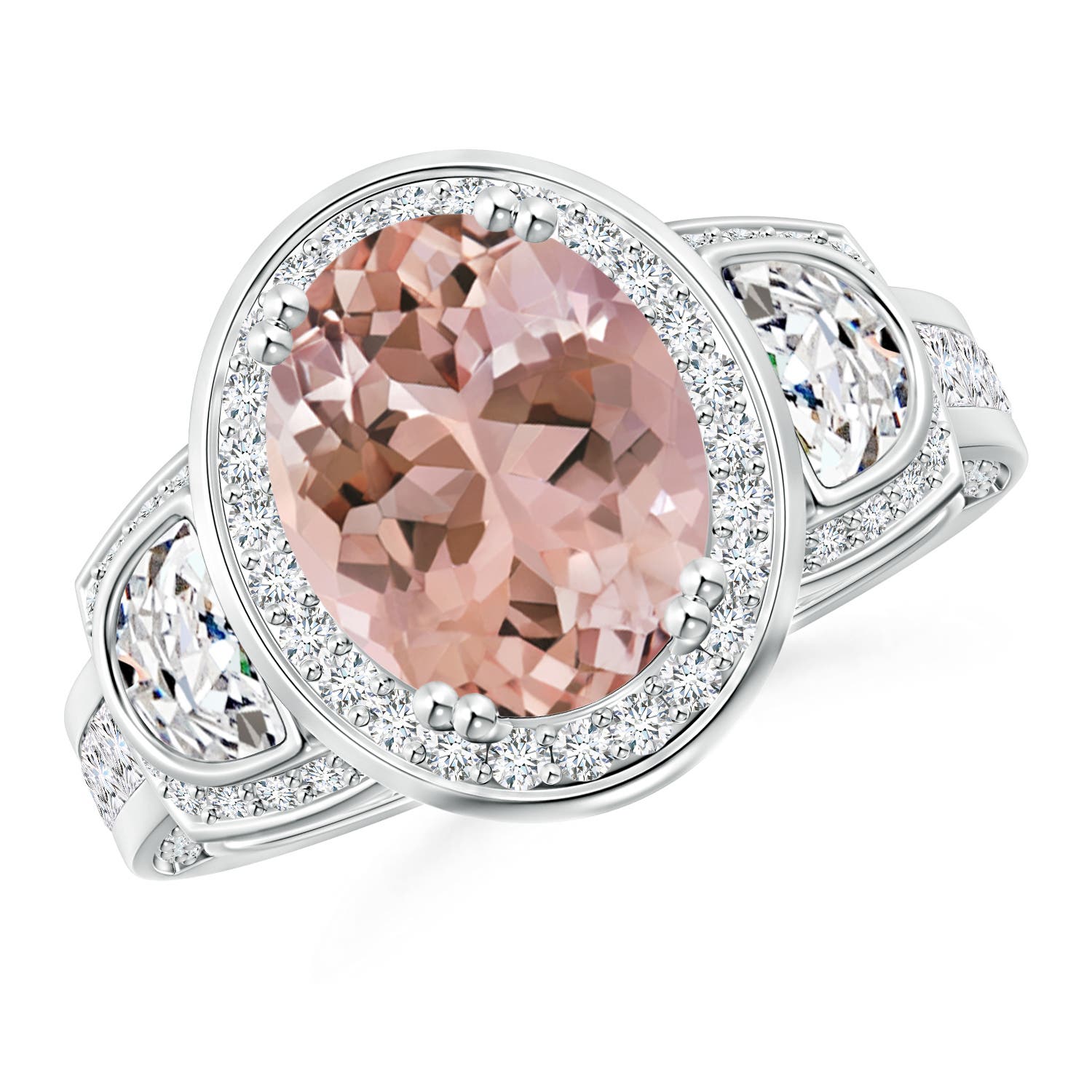 AAAA - Morganite / 3.69 CT / 14 KT White Gold