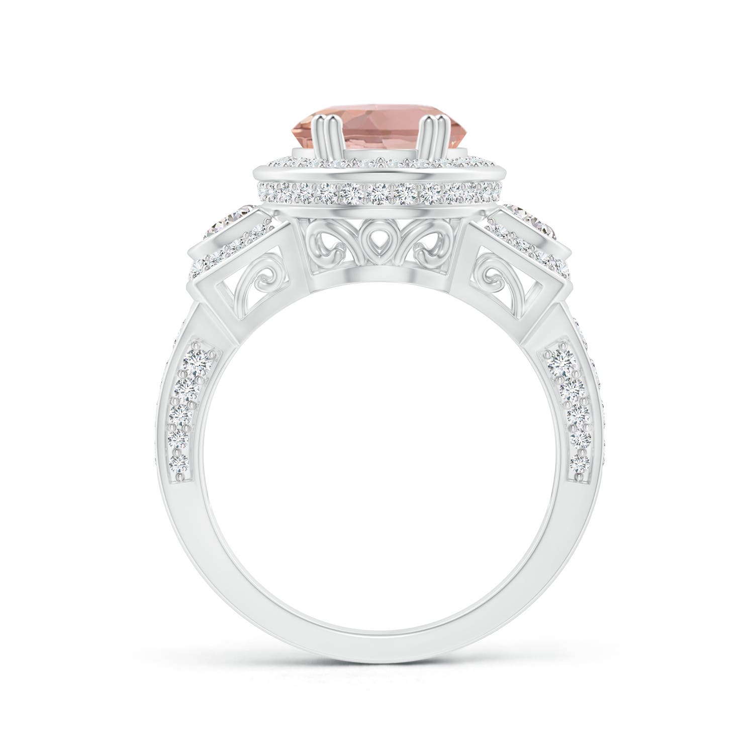 AAAA - Morganite / 3.69 CT / 14 KT White Gold