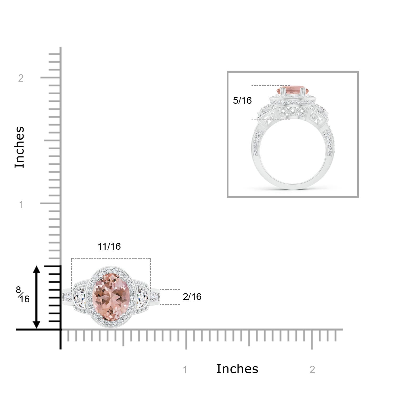 AAAA - Morganite / 3.69 CT / 14 KT White Gold