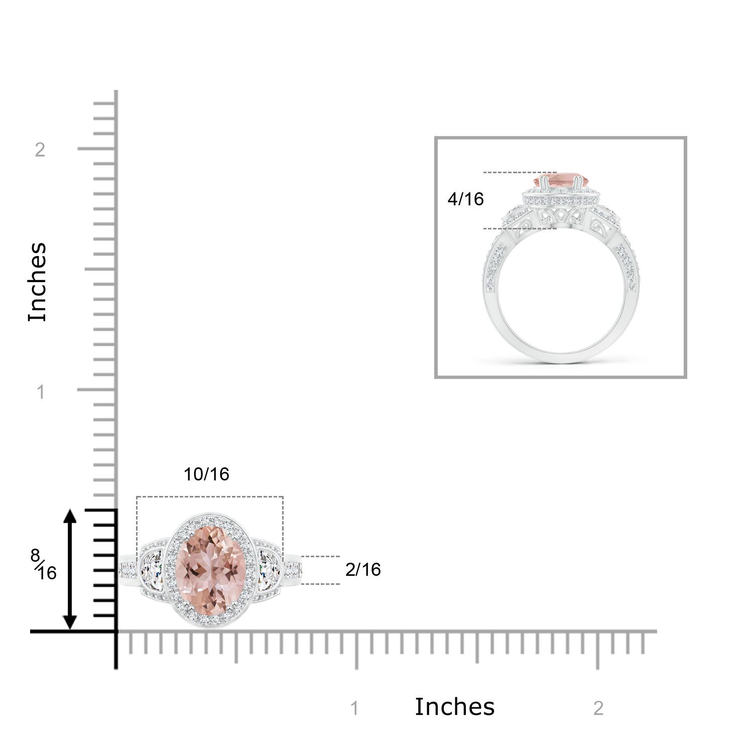 AAA - Morganite / 2.6 CT / 14 KT White Gold