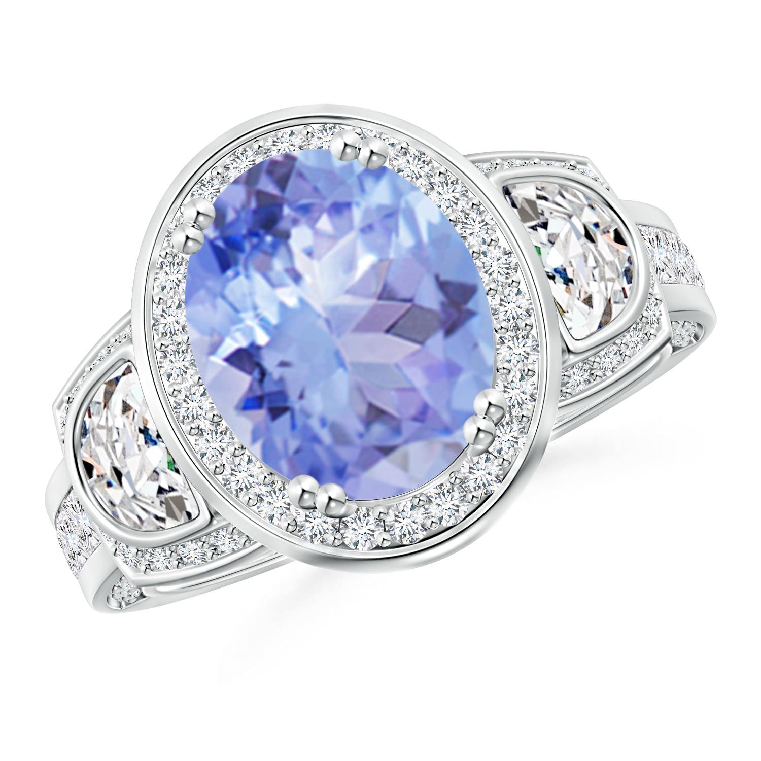 A - Tanzanite / 4.09 CT / 14 KT White Gold