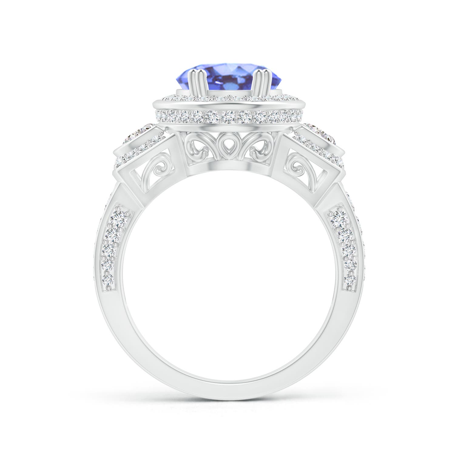 A - Tanzanite / 4.09 CT / 14 KT White Gold