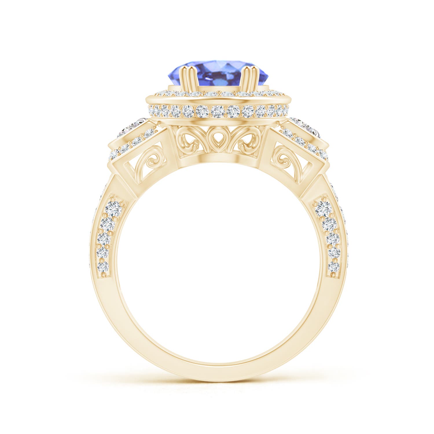 A - Tanzanite / 4.09 CT / 14 KT Yellow Gold