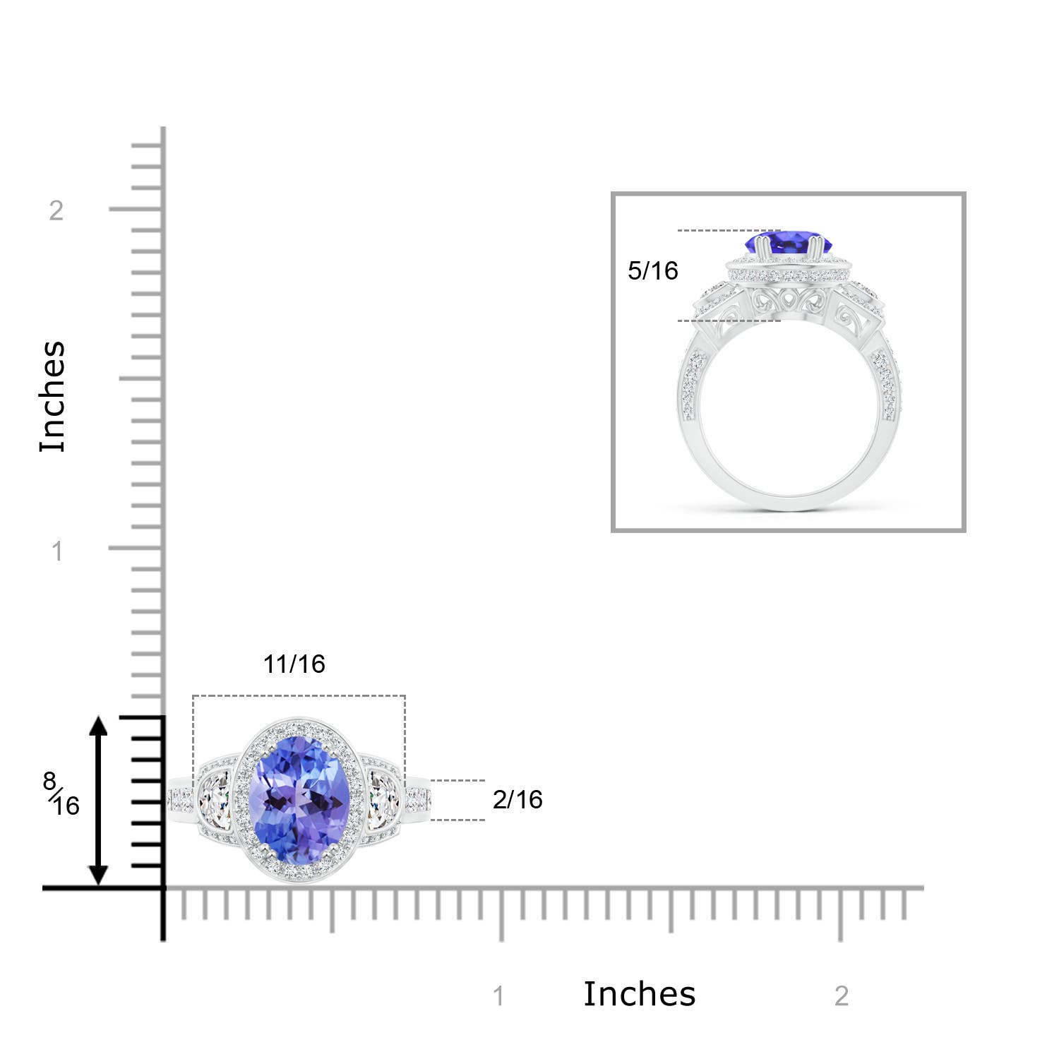 AA - Tanzanite / 4.09 CT / 14 KT White Gold