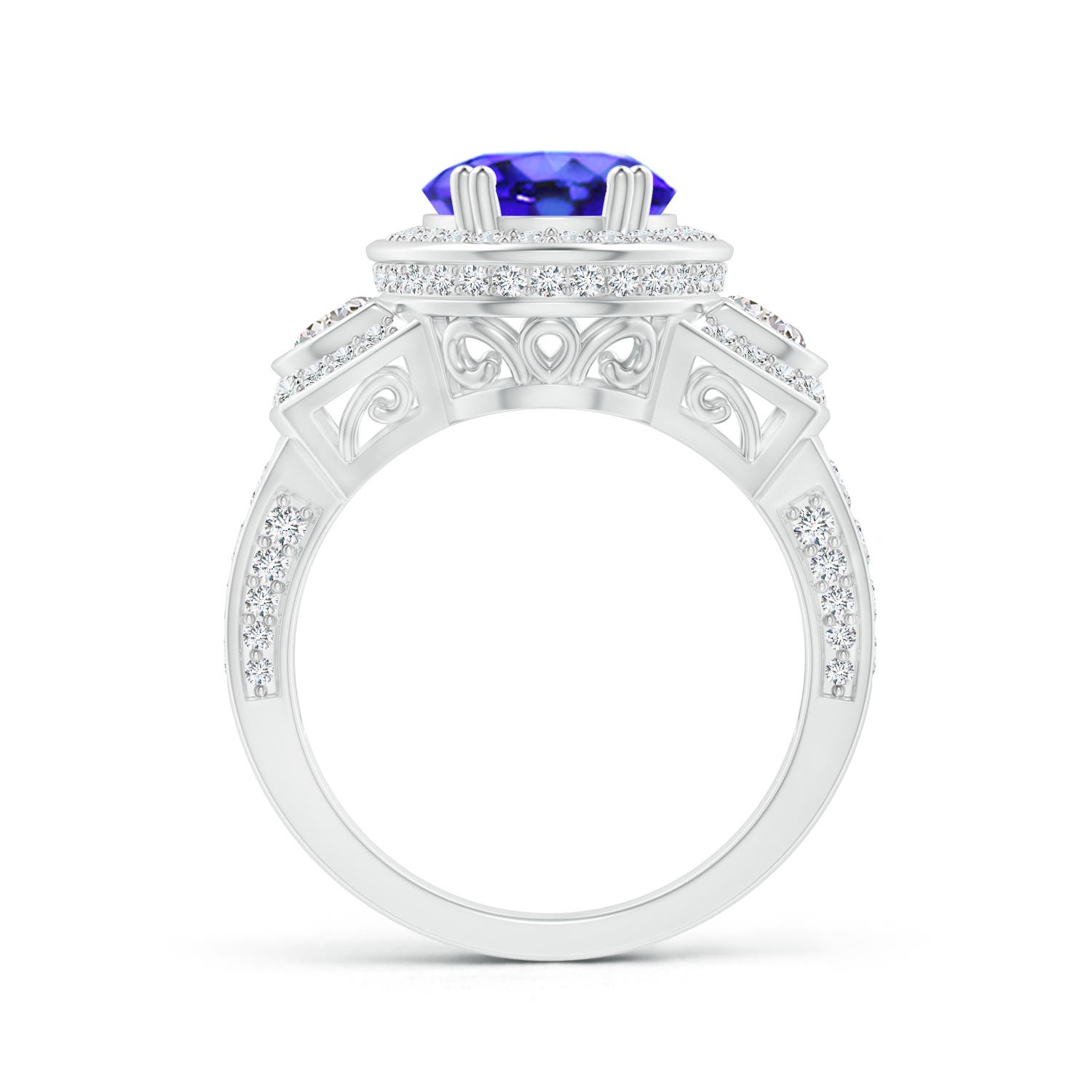 AAA - Tanzanite / 4.09 CT / 14 KT White Gold