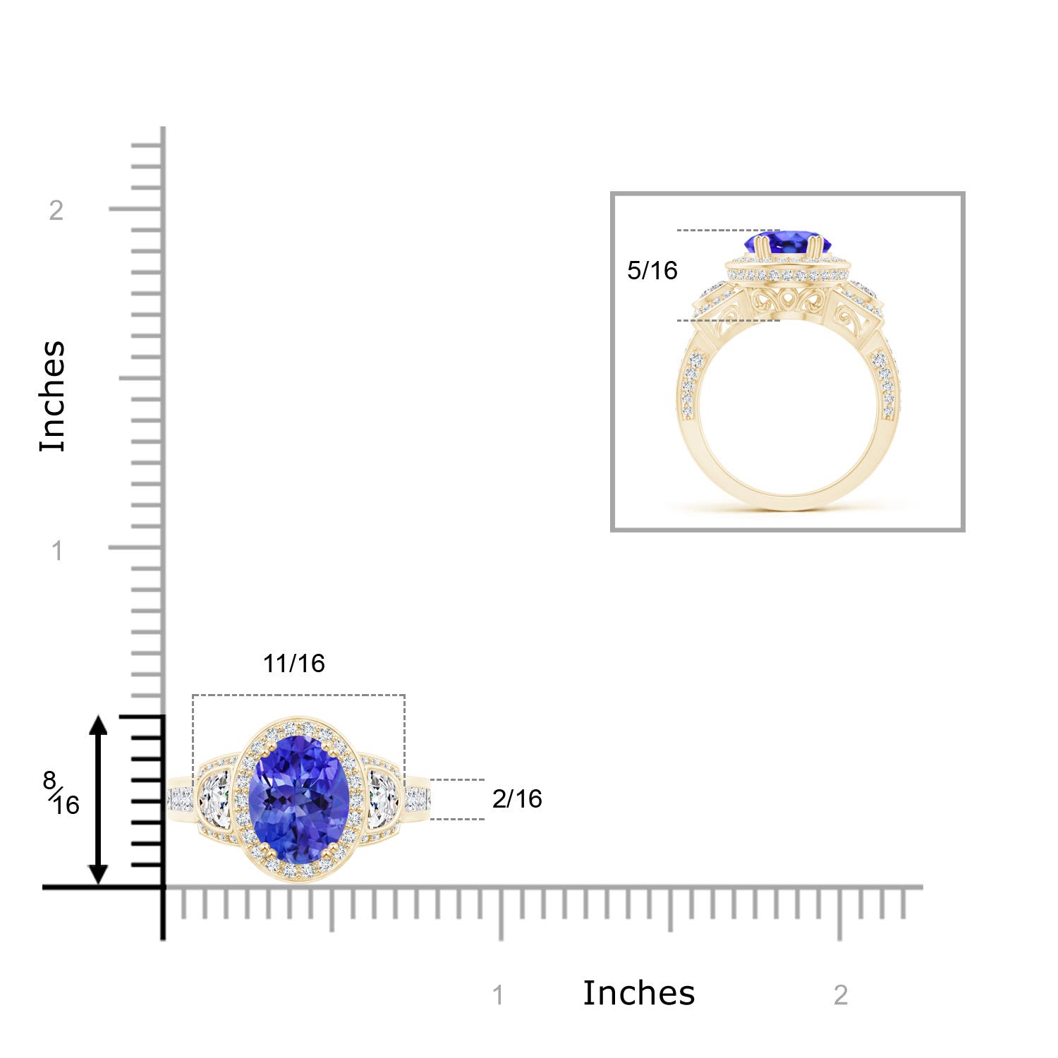 AAA - Tanzanite / 4.09 CT / 14 KT Yellow Gold