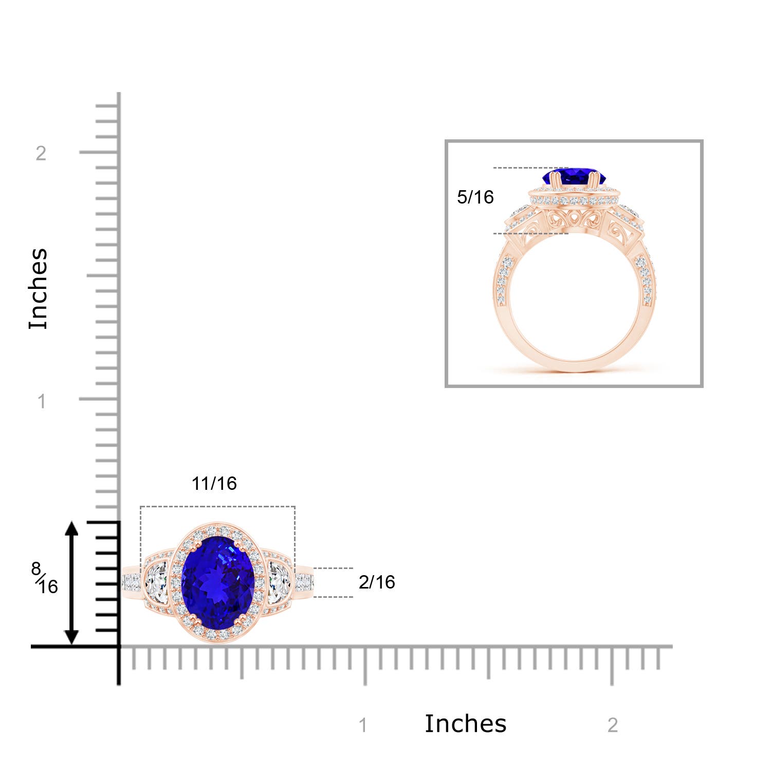 AAAA - Tanzanite / 4.09 CT / 14 KT Rose Gold