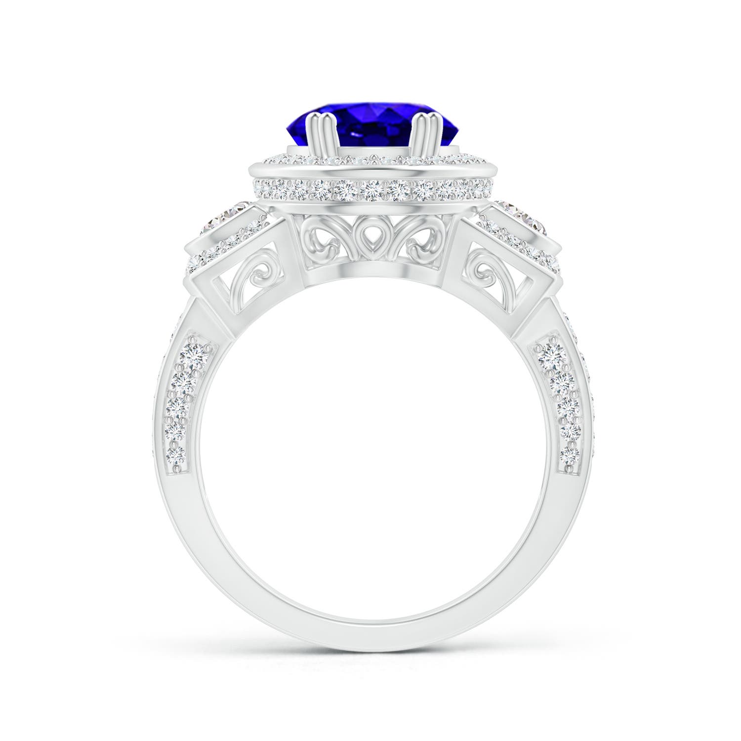 AAAA - Tanzanite / 4.09 CT / 14 KT White Gold