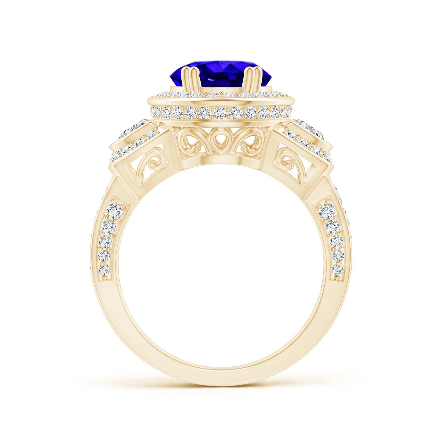 AAAA - Tanzanite / 4.09 CT / 14 KT Yellow Gold