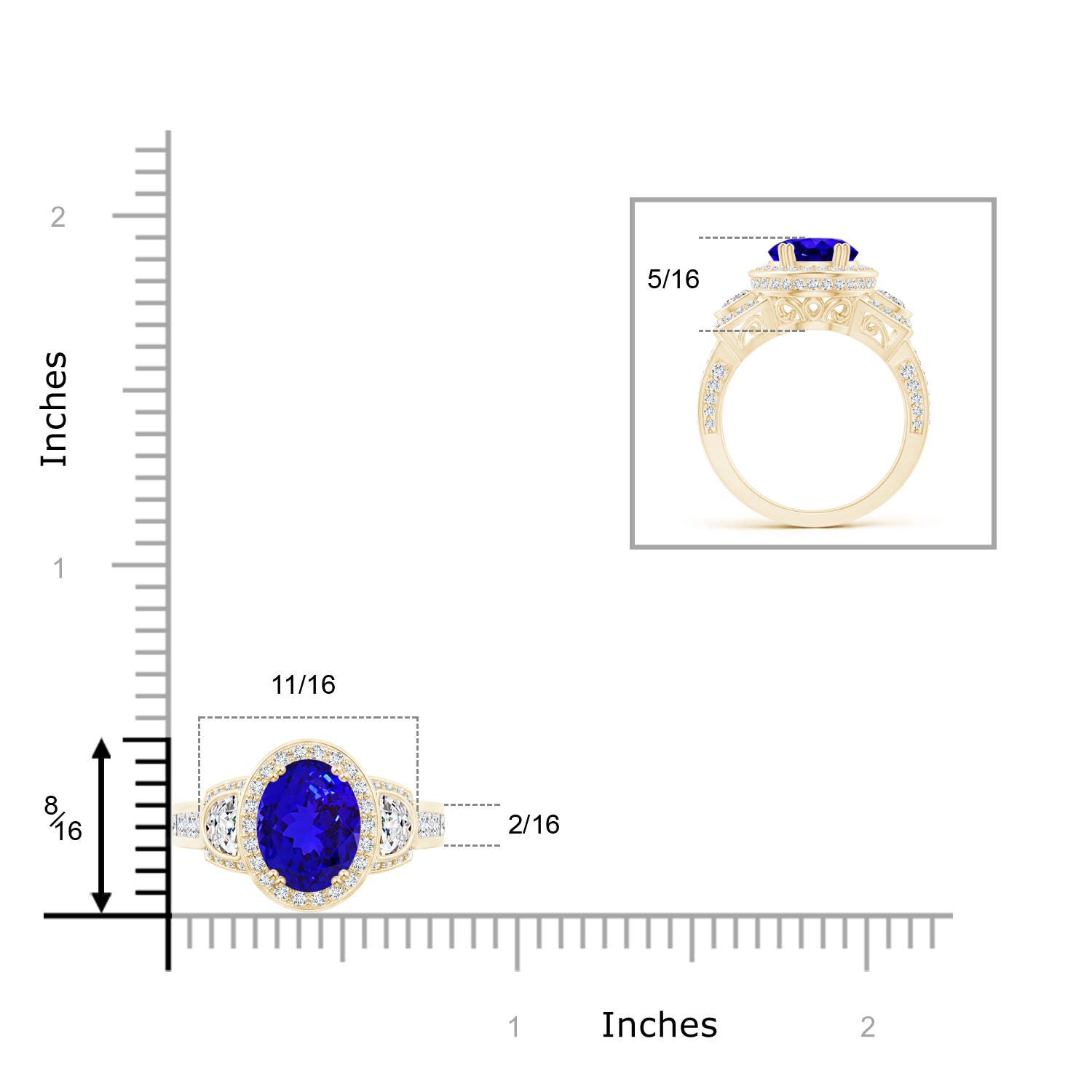 AAAA - Tanzanite / 4.09 CT / 14 KT Yellow Gold