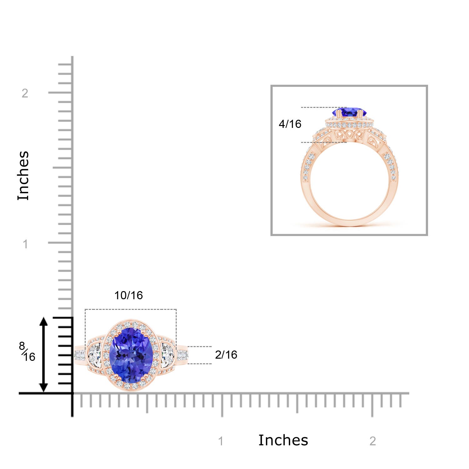 AAA - Tanzanite / 2.85 CT / 14 KT Rose Gold