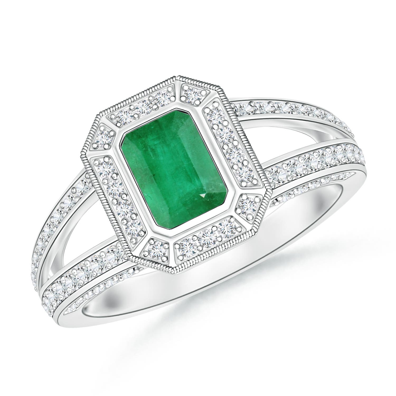 A - Emerald / 0.92 CT / 14 KT White Gold