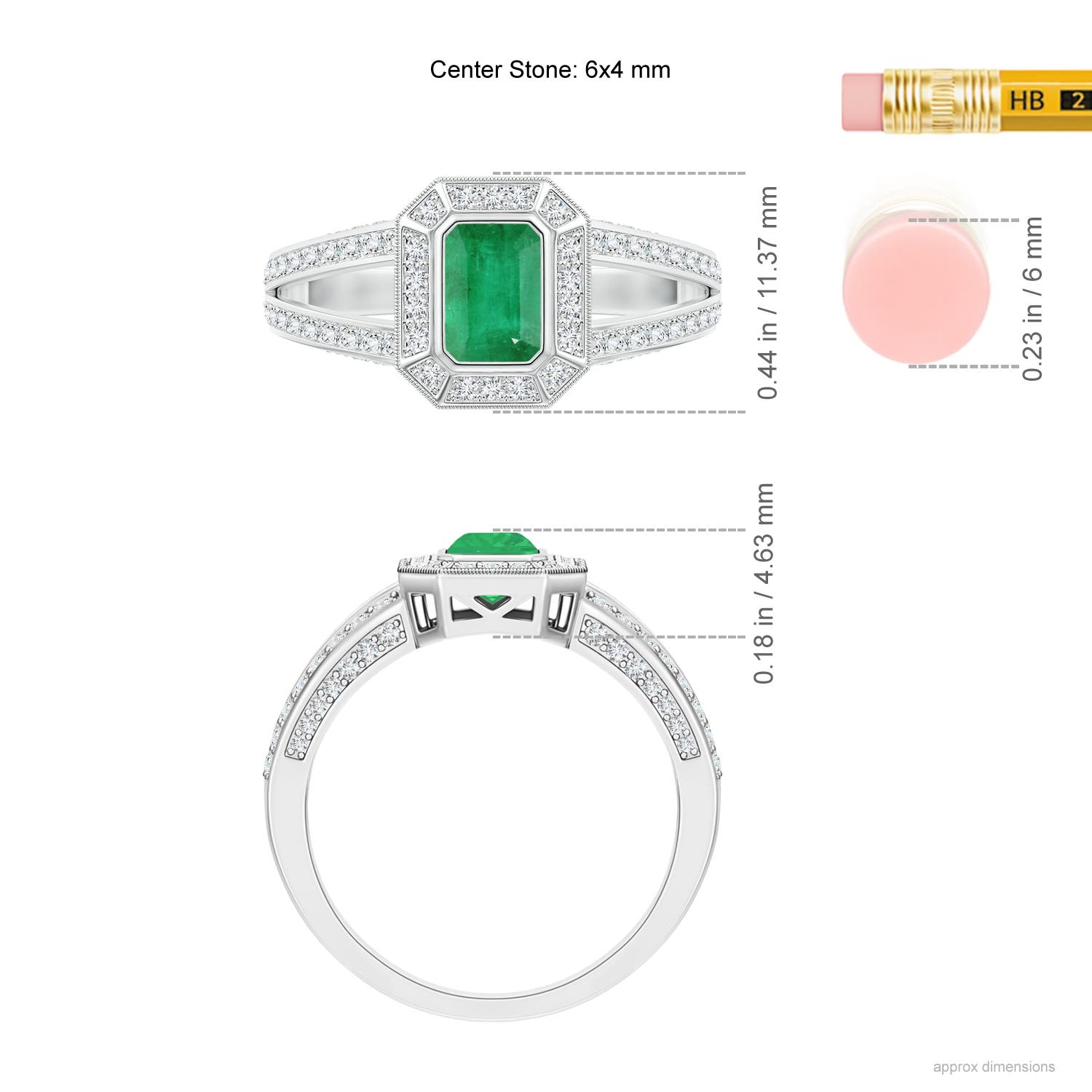 A - Emerald / 0.92 CT / 14 KT White Gold