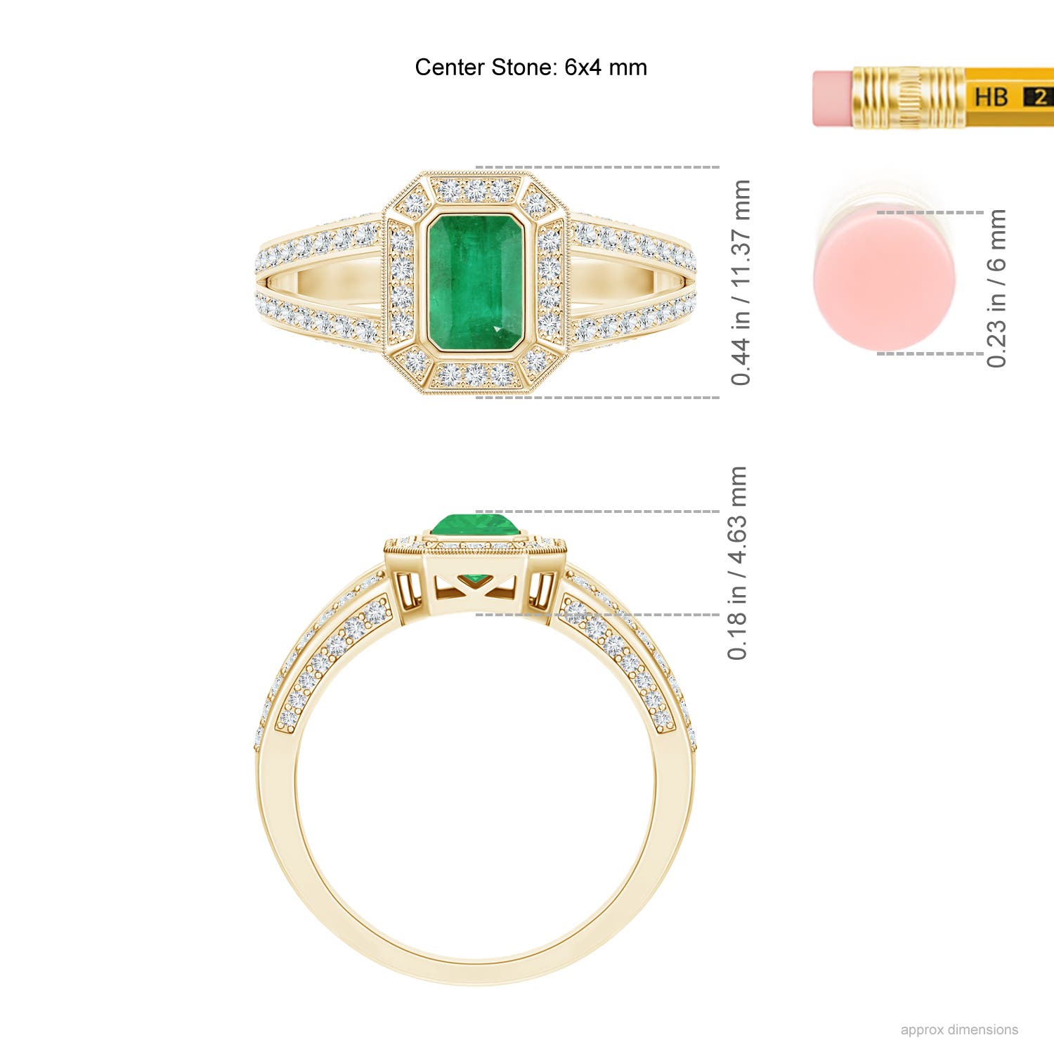 A - Emerald / 0.92 CT / 14 KT Yellow Gold