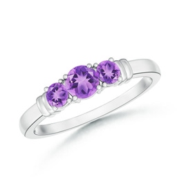 Three Stone Platinum Amethyst Rings