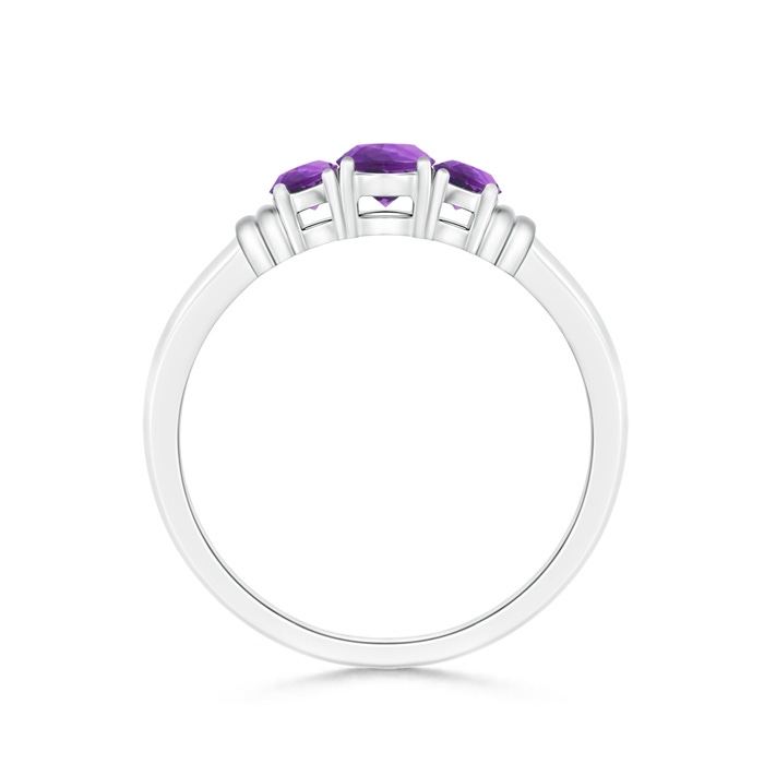 4mm AAA Vintage Style Three Stone Amethyst Wedding Band in White Gold Side-1