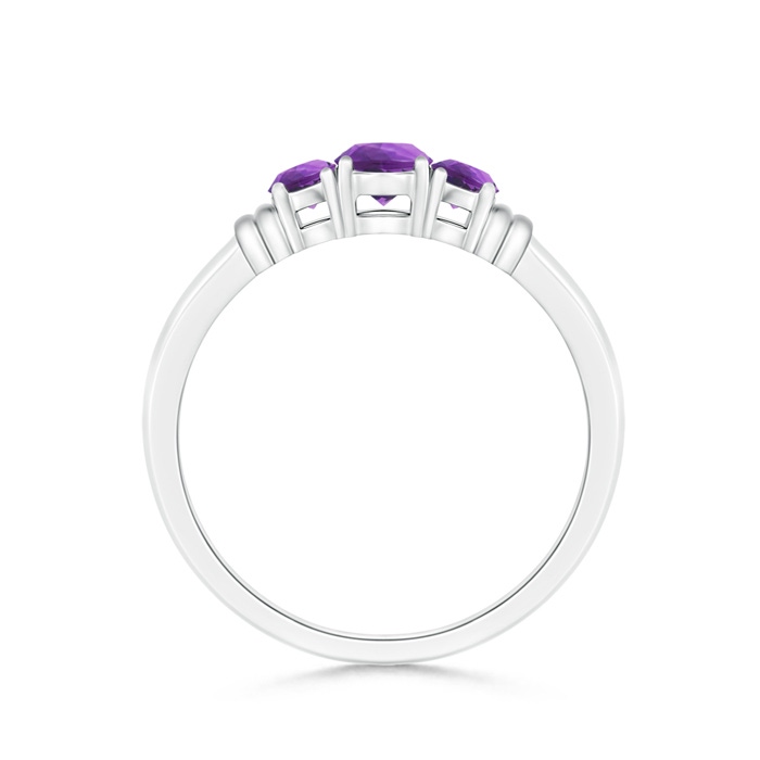 4mm AAA Vintage Style Three Stone Amethyst Wedding Band in White Gold side-1